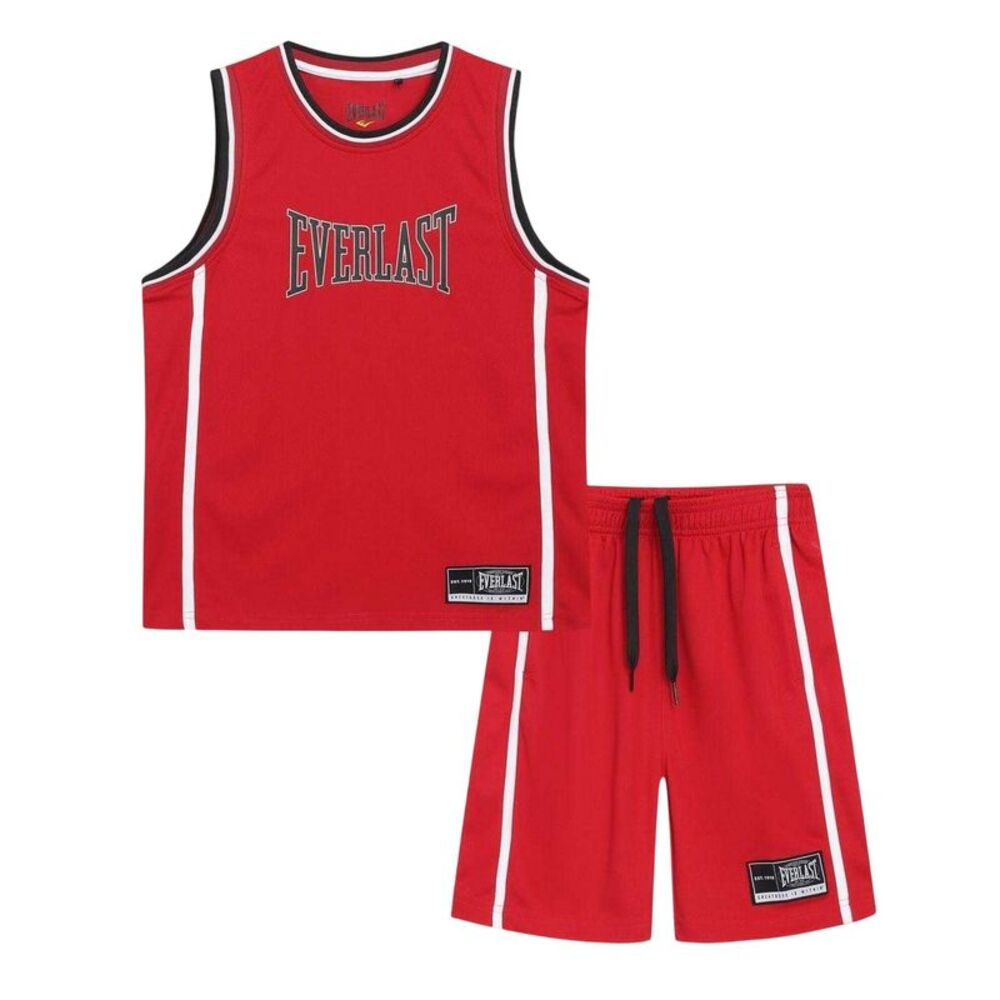 Everlast Childrens/Kids Polyester Top & Bottom Set Set / Red/Black